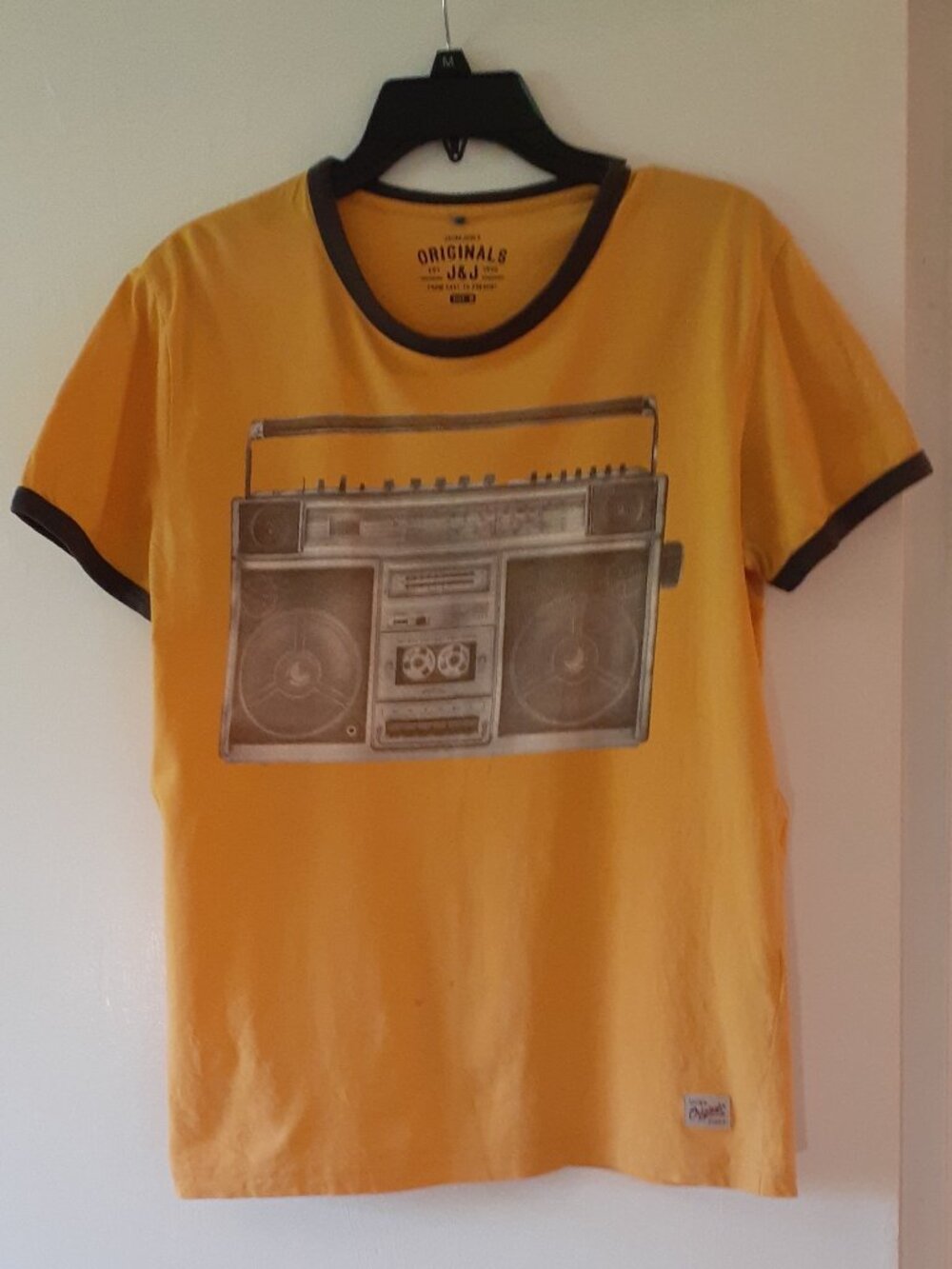 Jack & Jones Men's Retro Boom Box Ringer T-Shirt Size Medium